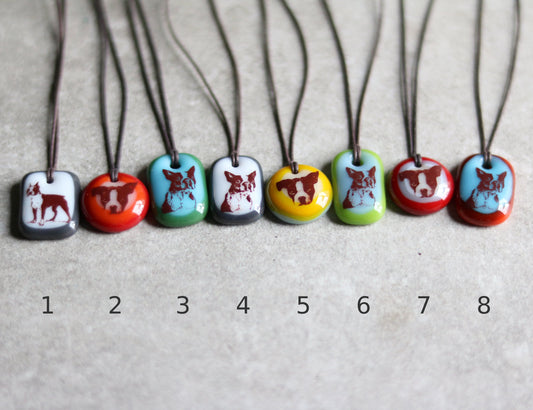 boston terrier necklace assortment with numbers