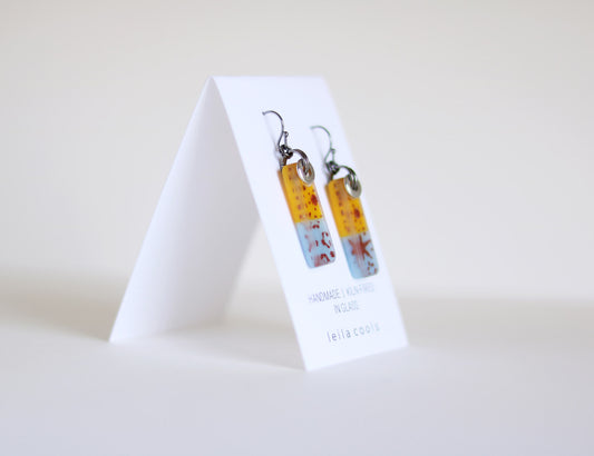 Sunny Yellow / Light Blue Earrings  - One-of-a-Kind