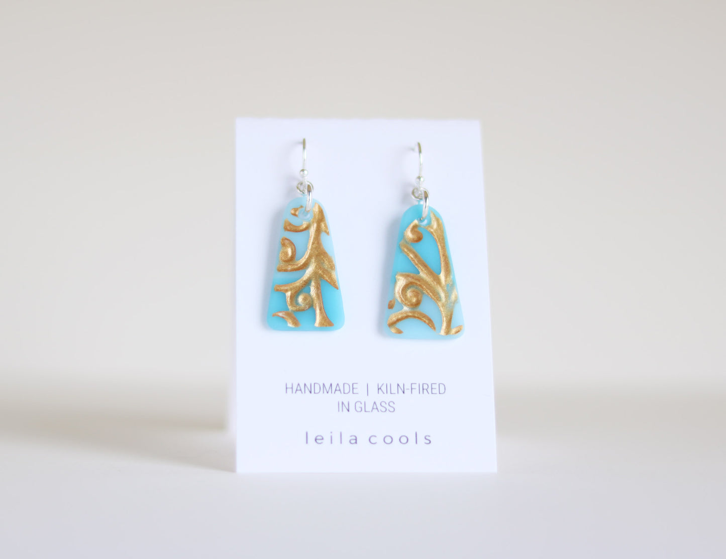 Pressed Glass Drop Earrings - One-of-a-kind