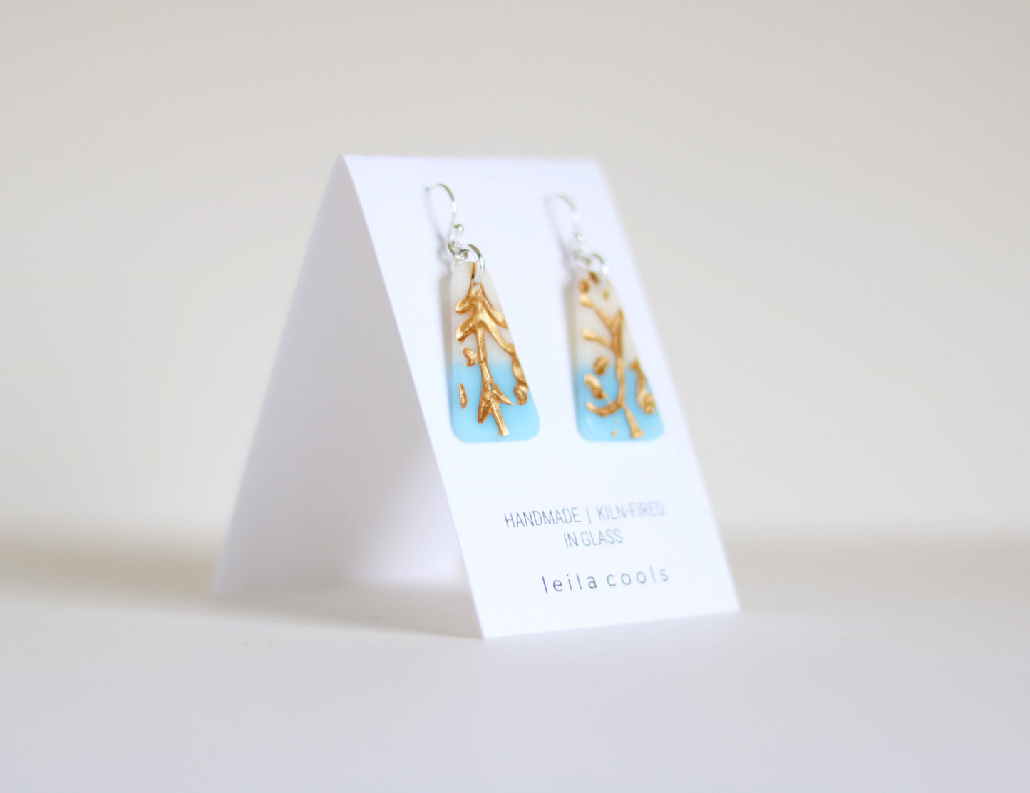 Pressed Glass Drop Earrings - One-of-a-kind