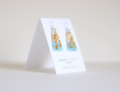 Pressed Glass Drop Earrings - One-of-a-kind