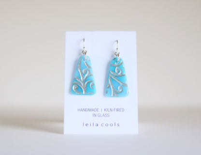 Pressed Glass Drop Earrings - One-of-a-kind