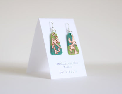 Pressed Glass Drop Earrings - One-of-a-kind