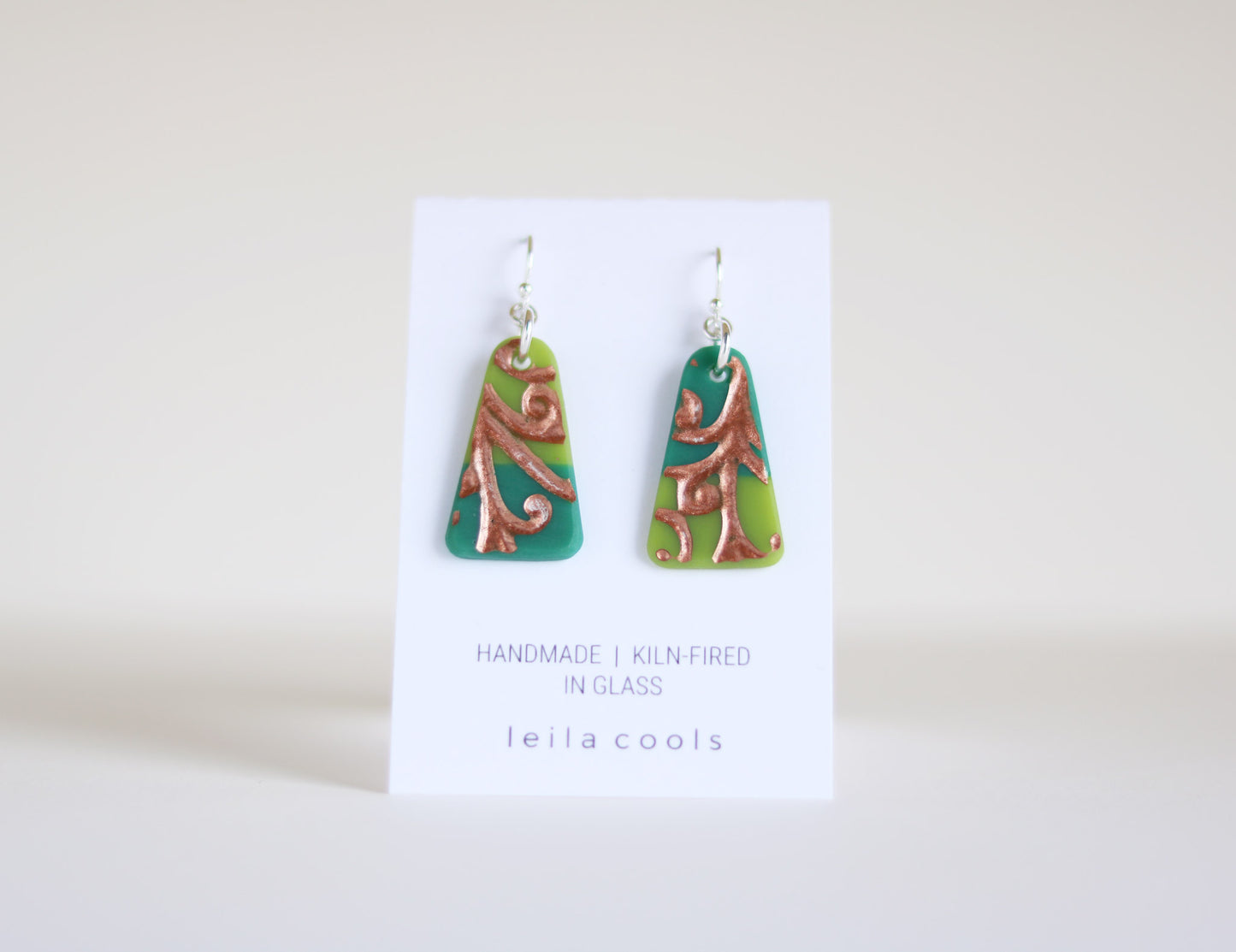 Pressed Glass Drop Earrings - One-of-a-kind