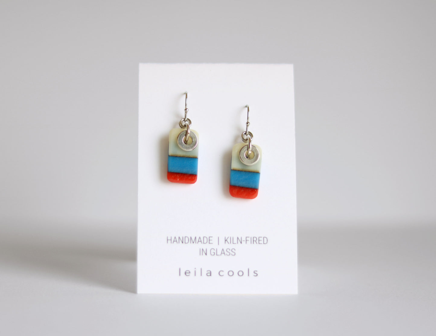 Colour Block Earrings - Blue Red