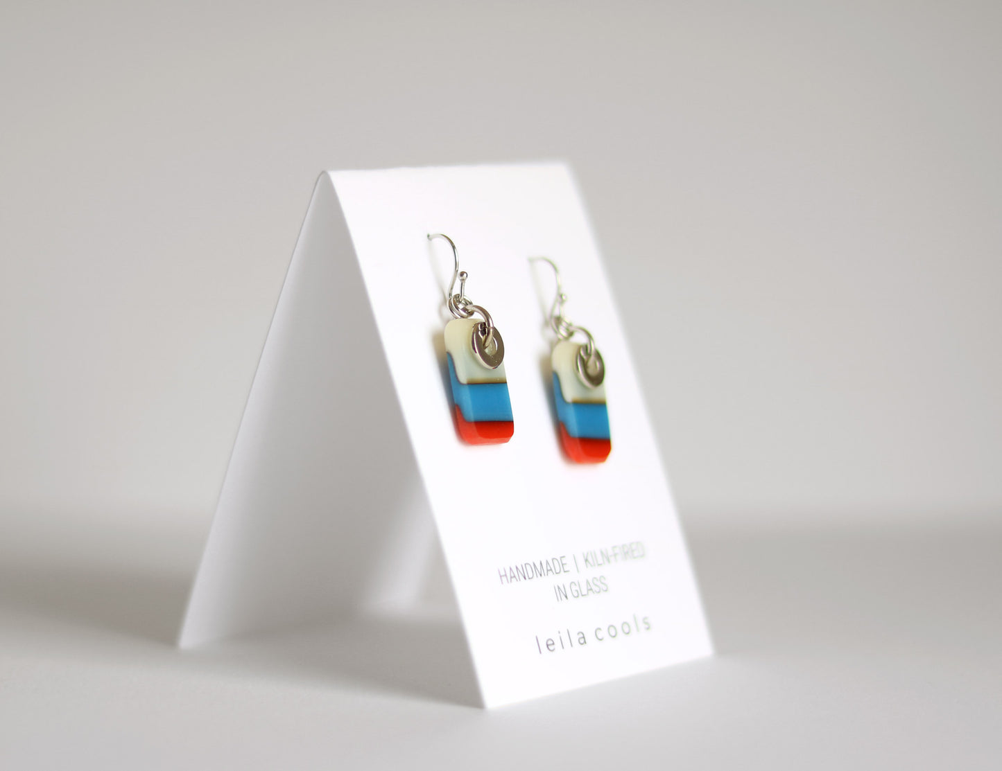 Colour Block Earrings - Blue Red