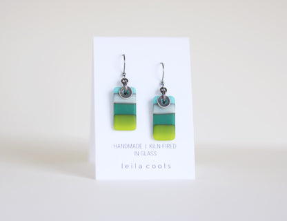 Colour Block Earrings - Blues + Greens