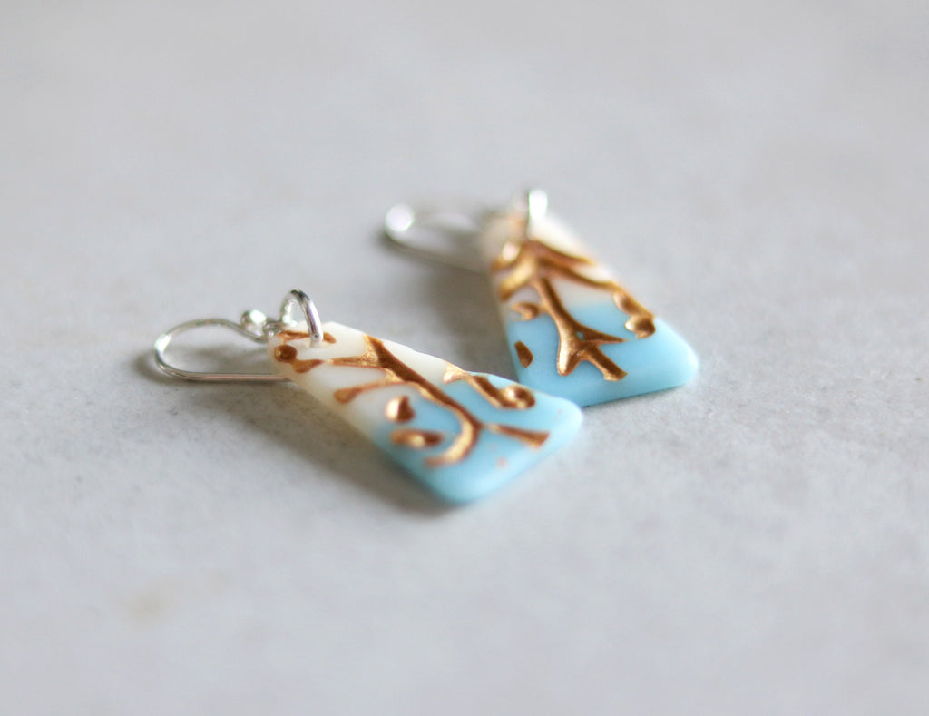 Pressed Glass Drop Earrings - One-of-a-kind – LeilaCools