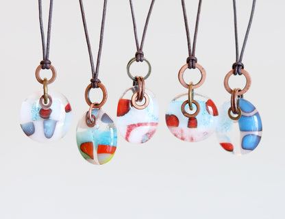 Glass Drop Necklaces with Copper and Brass