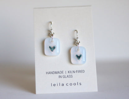 Heart Earrings - White