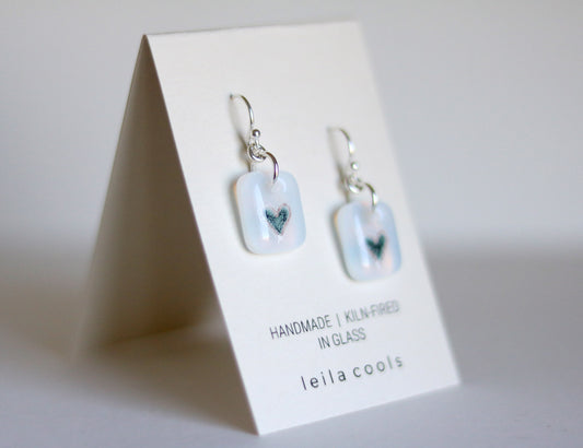 Heart Earrings - White