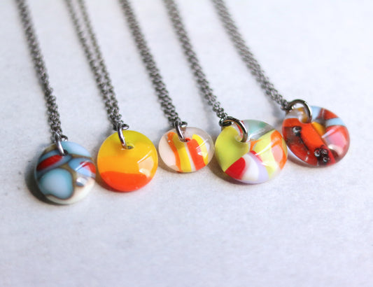 Small Glass Drop Necklaces on Chain #2
