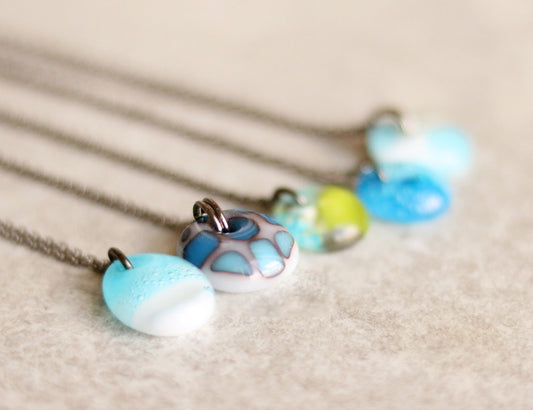 Small Glass Drop Necklaces on Chain #3