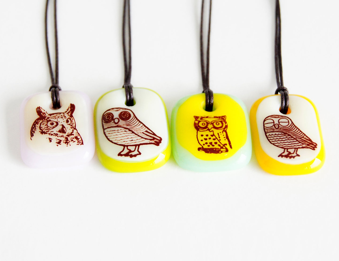 Limited batch of colourful owl panda necklaces