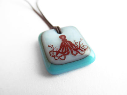 Octopus gift jewellery handmade in glass. 