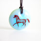 arabian horse necklace in blue, aquamarine and mint green 