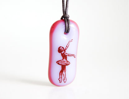 lavender and rose pink ballerina pendant necklace