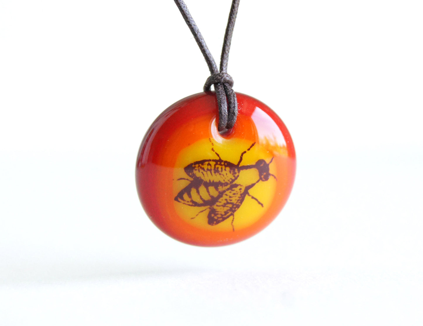 Honey Bee Necklace in yellow, orange and red