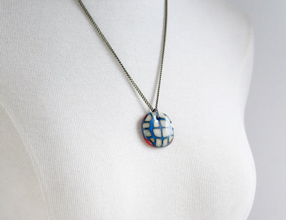 Big Bold Squares Necklace - Royal Blue Red