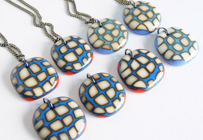 Big Bold Squares Necklace - Royal Blue Red