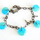 Handmade turquoise and aqua blue glass bracelet