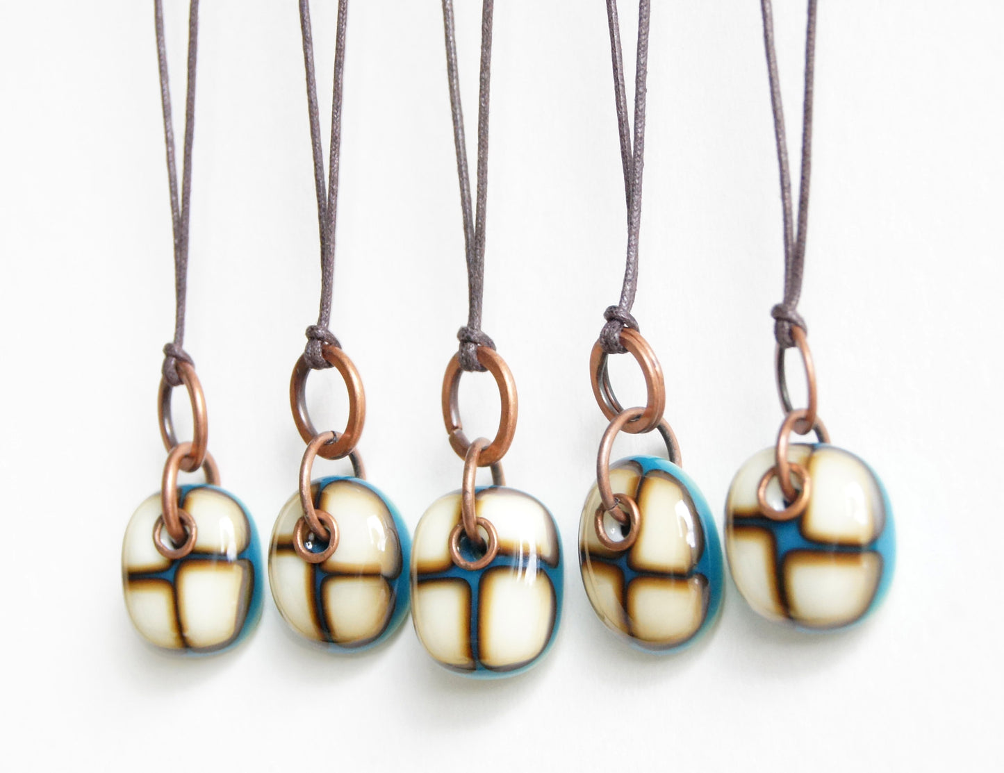 Glass Drop Necklaces with Copper