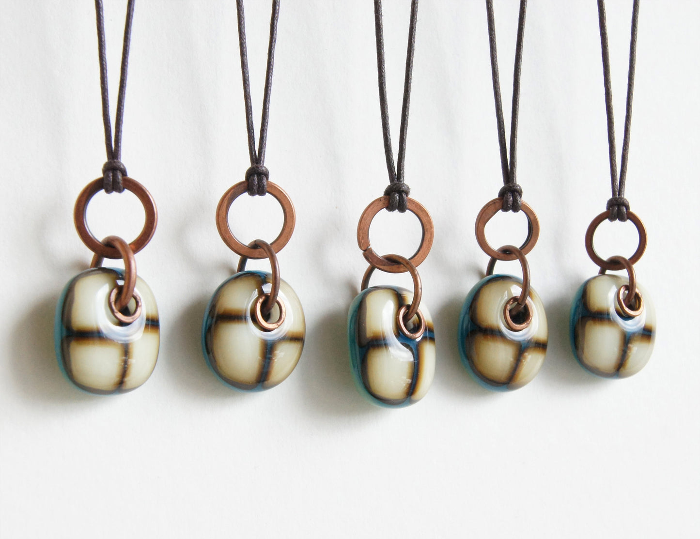 Glass Drop Necklaces with Copper