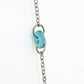 Blue Copper Patina Glass Piece Necklace, adjustable long chain