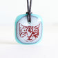Cute tabby cat face necklace in turquoise.
