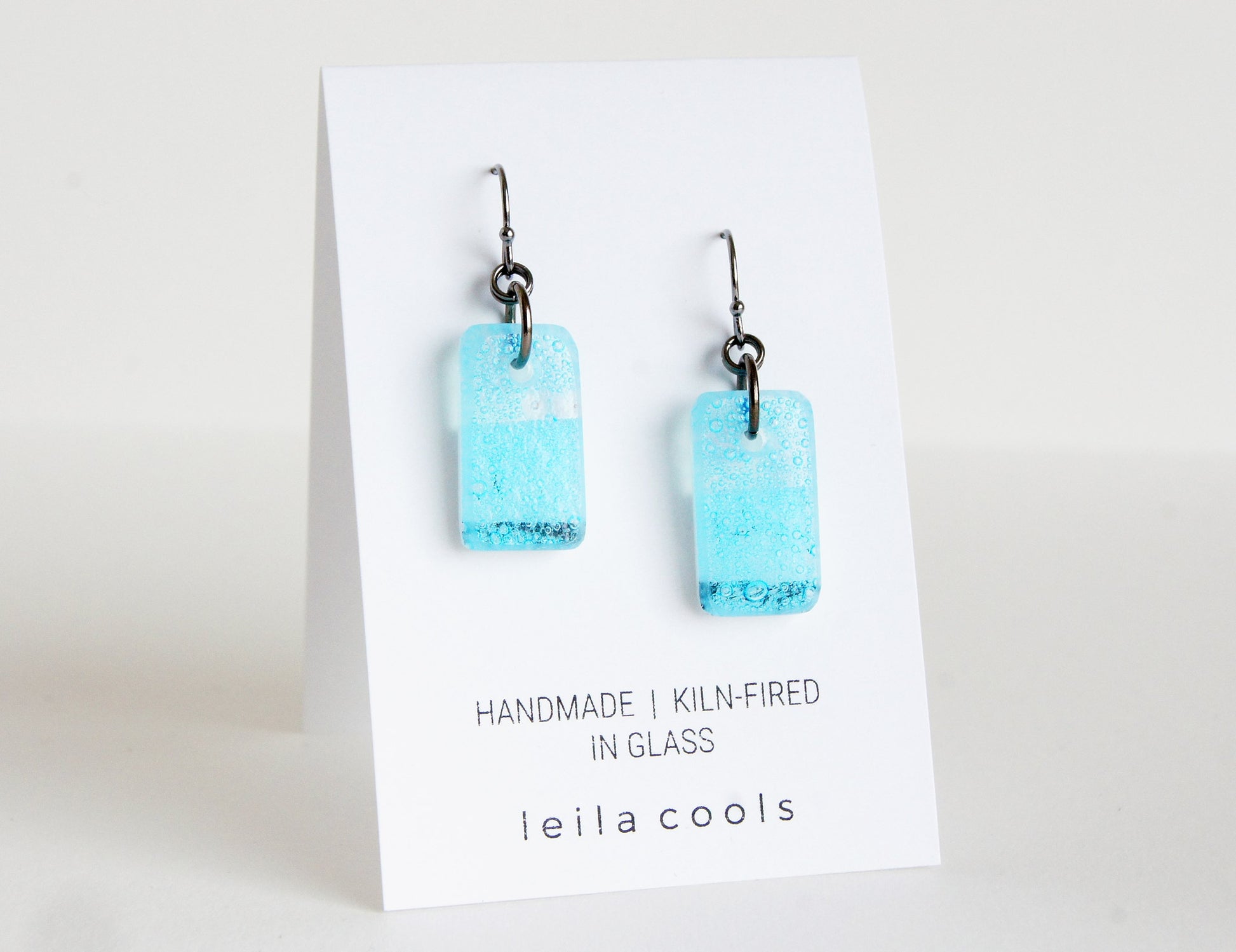 handmade blue art glass earrings