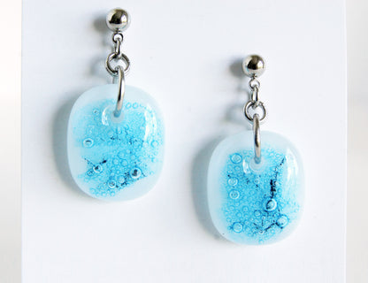 Aqua White Patina Drop Earrings