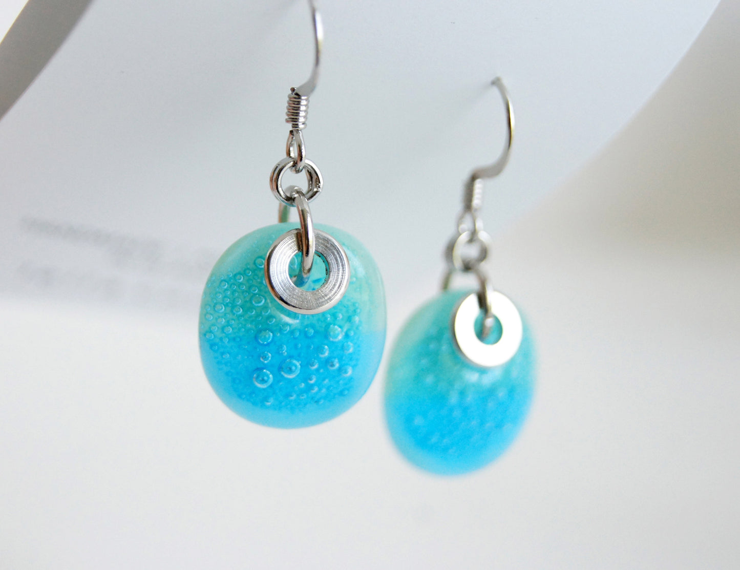 Aqua Bubble Drop Earrings