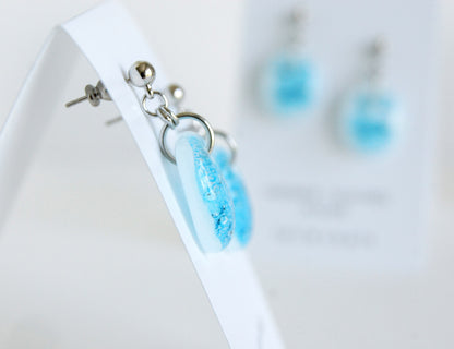 Aqua White Patina Drop Earrings