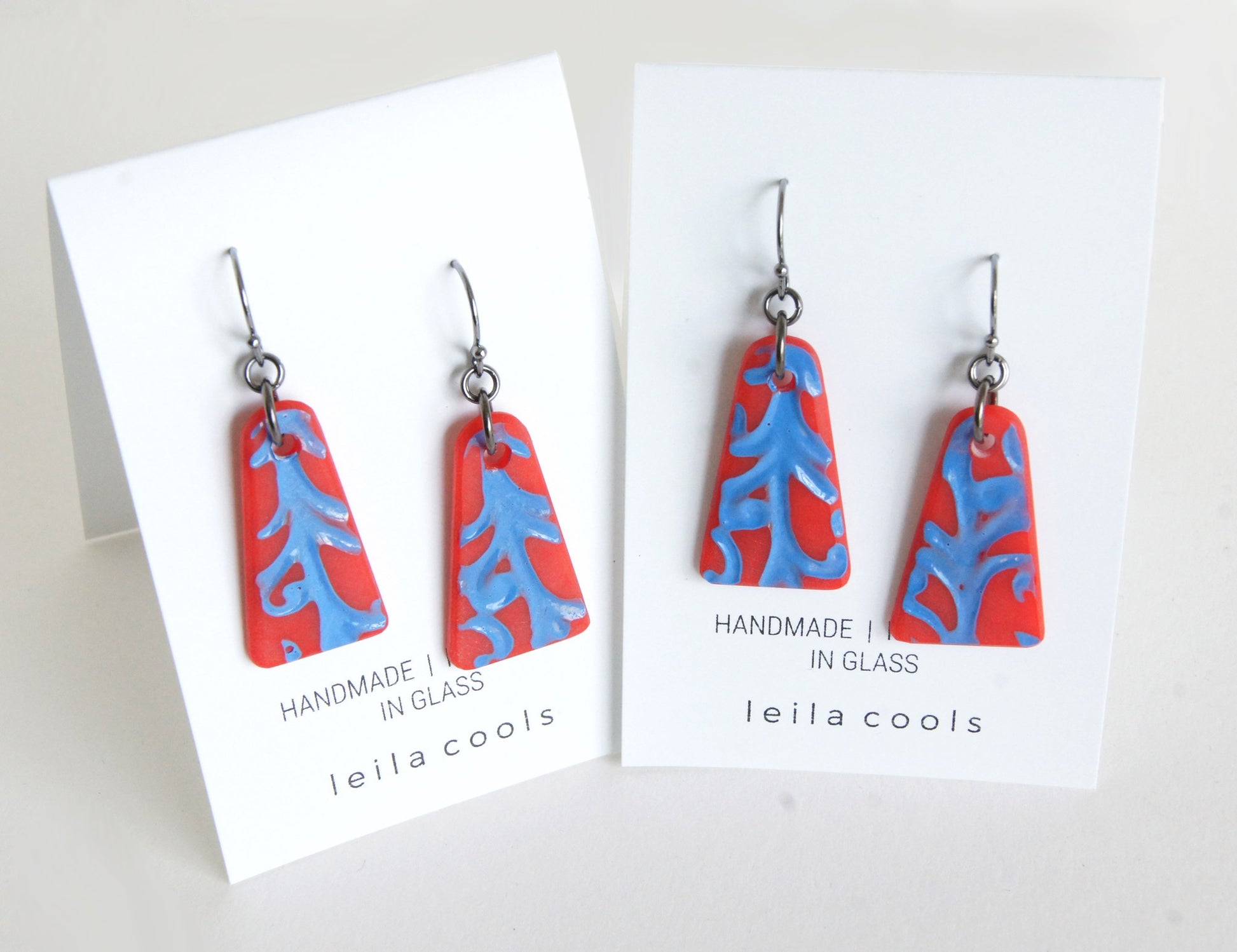 colorful artisan jewelry - red drop earrings