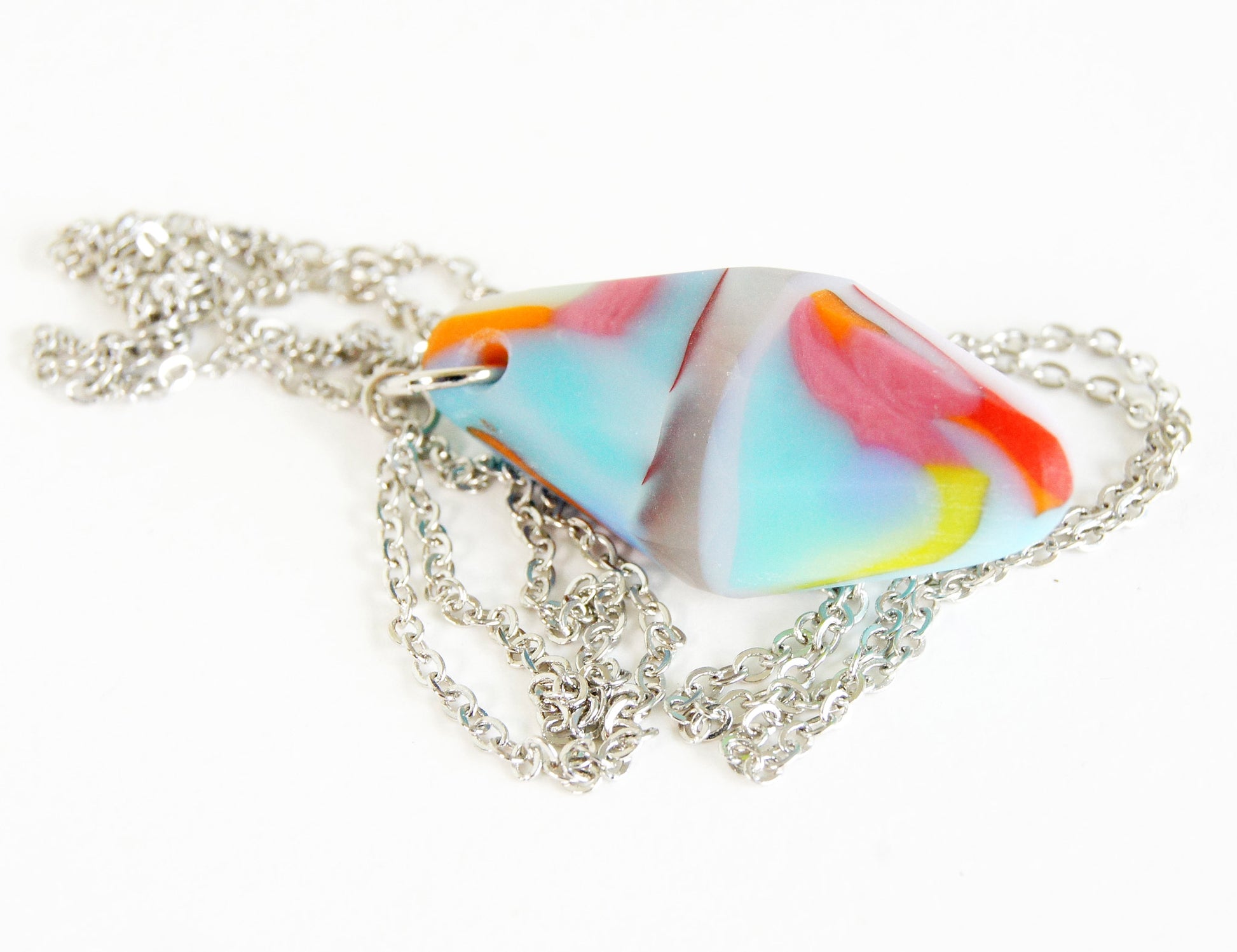 colorful glass necklace on chain