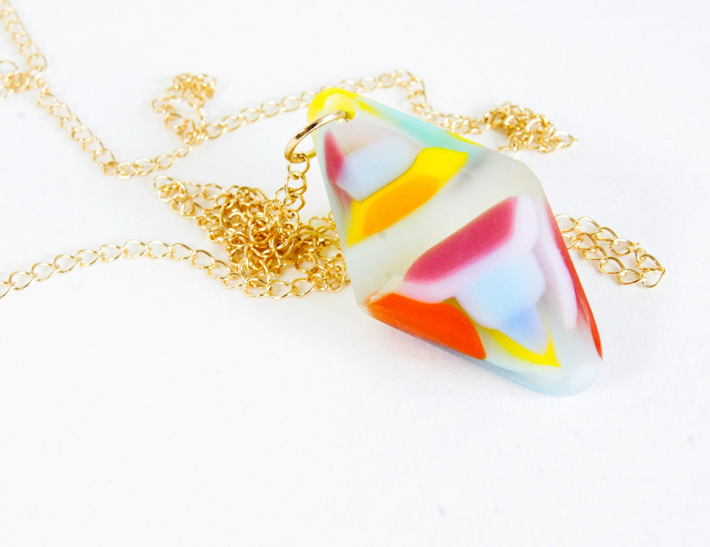 colorful art glass pendant necklace