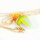 orange and green recycled glass necklace