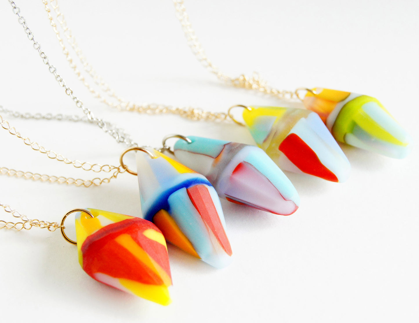 faceted frost glass pendant necklaces