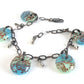 Handmade fused glass drop bracelet on bronze chain.