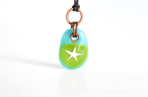 Silver Star Necklace, Turquoise & Green