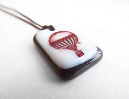 Hot Air Balloon jewellery handmade with vintage illustration. 