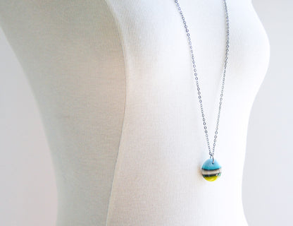 Earth Water and Sky Pendant Necklace on Long Chain