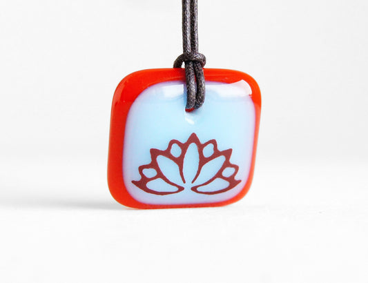 Lotus Flower Necklace in Blue and Red