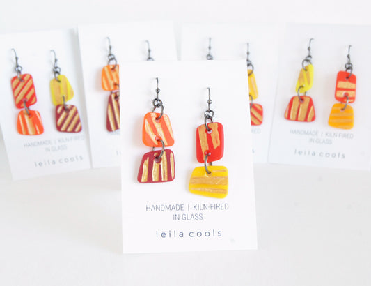 Yellow Orange Red Earrings