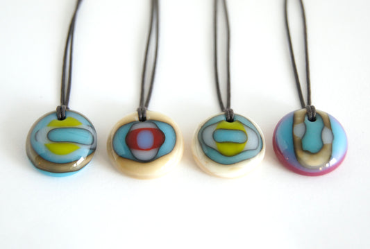 Whimsical art glass pendant necklace. 