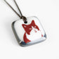 Tuxedo Cat Pendant Necklace in Charcoal Grey
