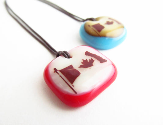 Canada Flag necklace handmade in glass. 